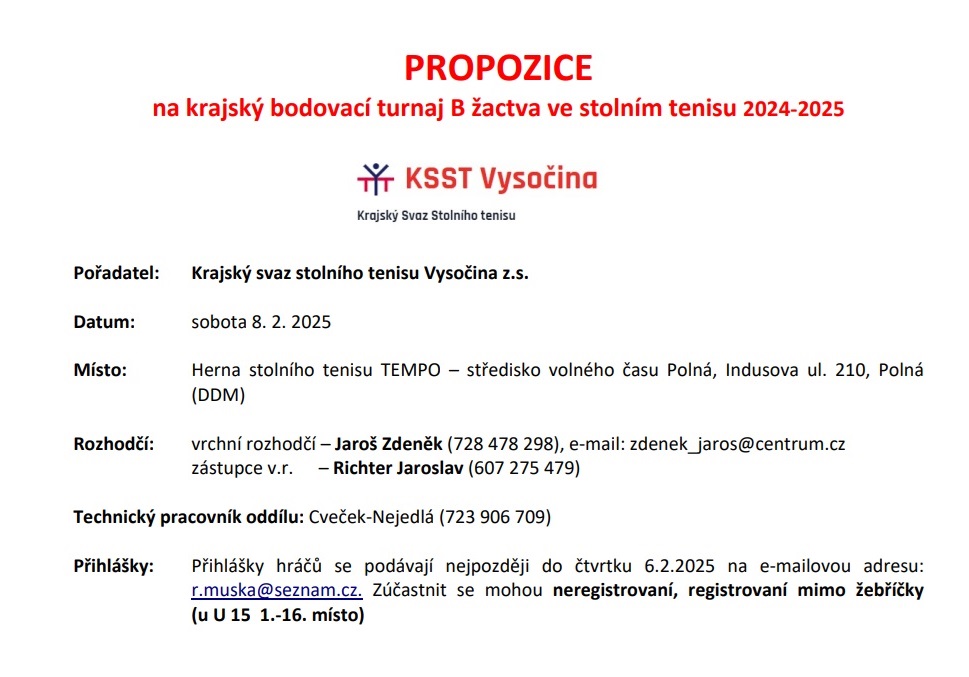 Právě si prohlížíte Propozice – 8. 2. 2025 – Polná