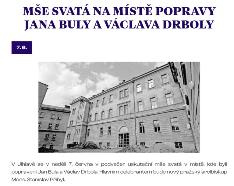 Mše svatá na místě popravy Jana Buly a Václava Drboly